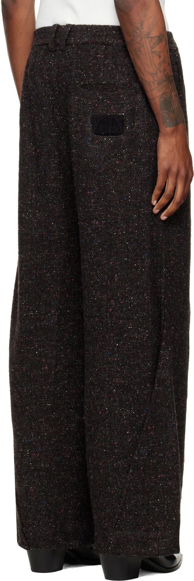 NULLUS Gray Layered Folded Trousers
