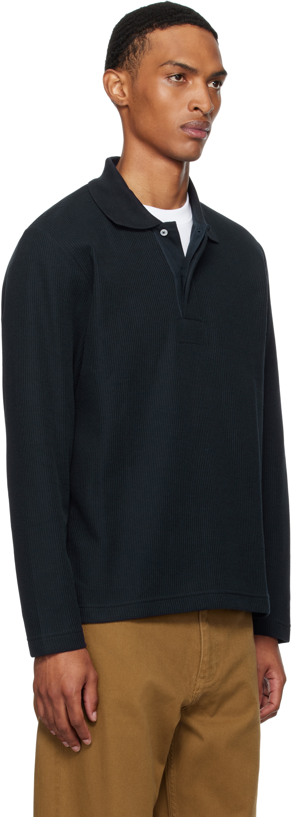 NORSE PROJECTS Navy Ruben Double Face LS Polo