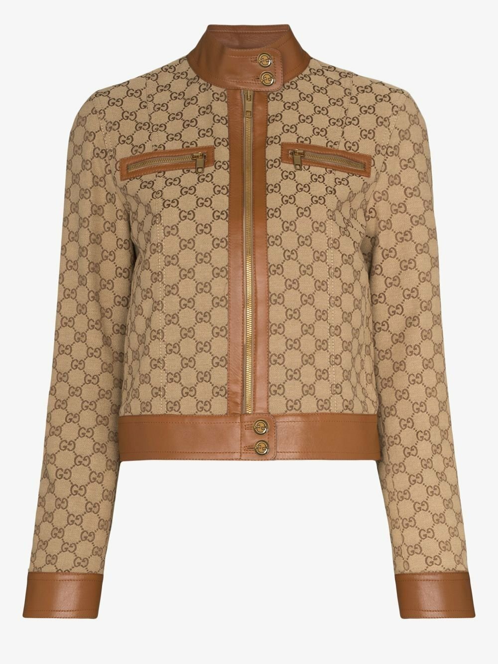 Gucci Brown GG Supreme Biker Jacket Gucci