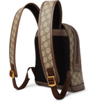 GUCCI - Disney Small Leather-Trimmed Printed Monogrammed Coated-Canvas Backpack - Brown