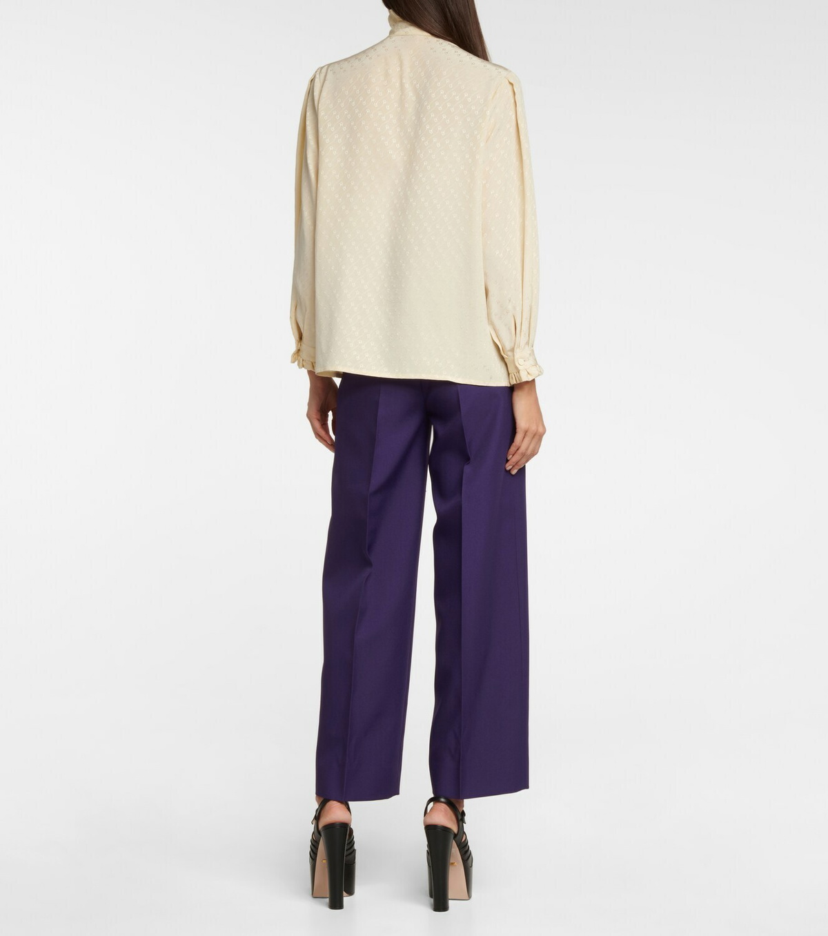 Gucci - Ruffle-trimmed jacquard silk shirt Gucci