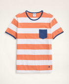Brooks Brothers Men's Cotton Striped Pocket T-Shirt | Orange