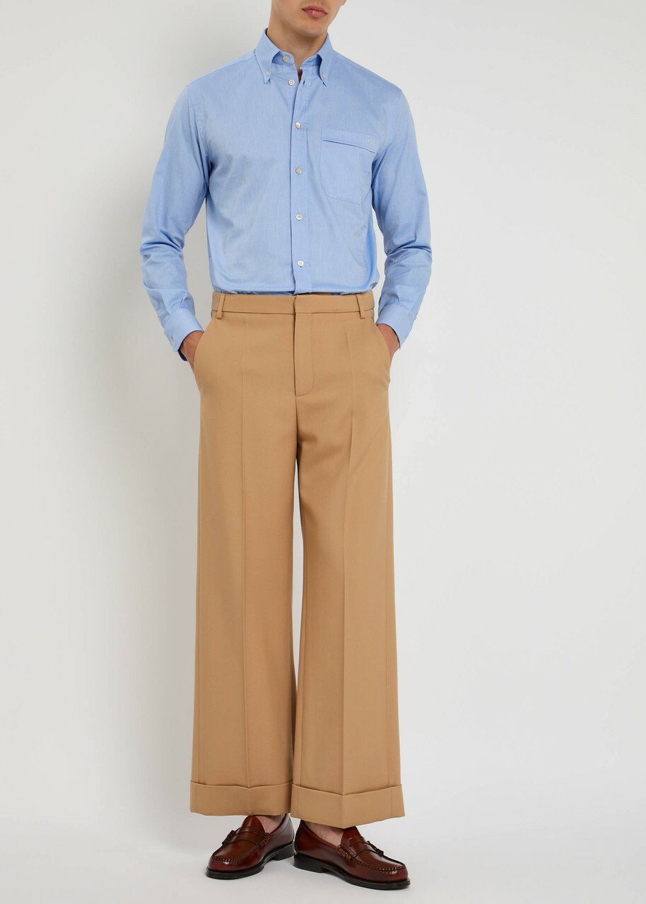 パンツ VALENTINO D ring Wool Gabardine Trousers Valentino Garavani Wool Gabardine Trousers | Grey | FARFETCH EG