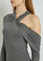 Aaron Esh Asymmetric Jersey Midi Dress Grey