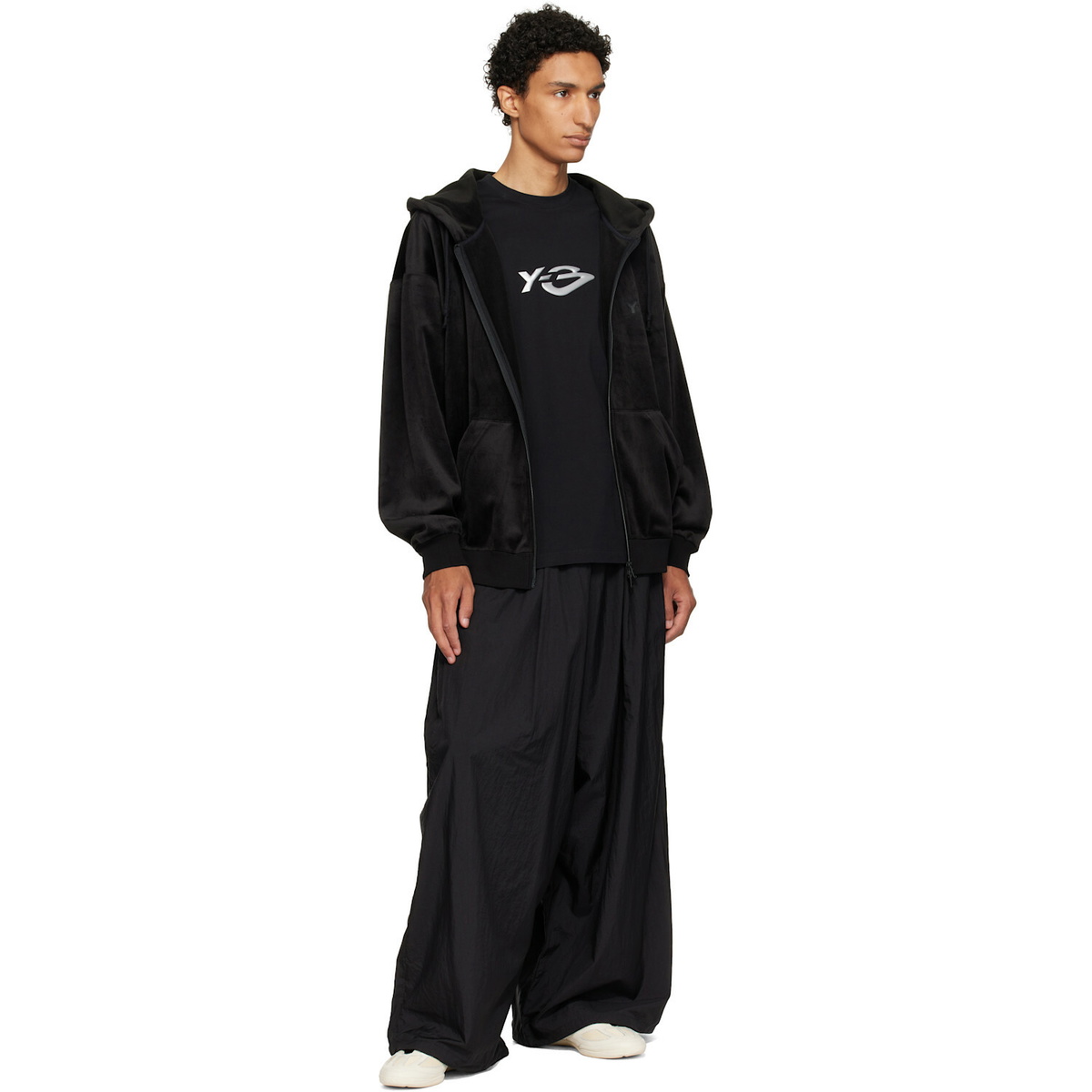 Y-3 Black Gradient 3-Stripes Nylon Wide Trousers