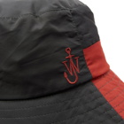 JW Anderson Men's Asymmetric Bucket Hat in Black/Red