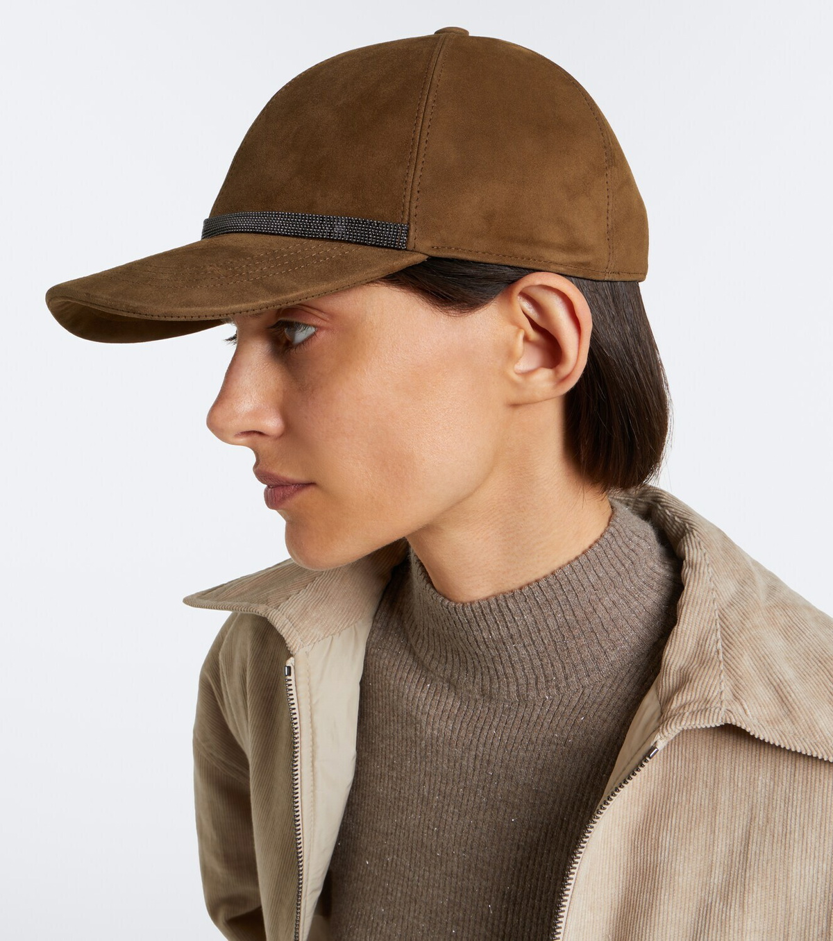Brunello Cucinelli Monili suede baseball cap