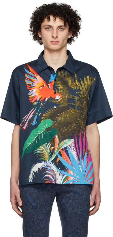 Photo: Etro Navy Tropical Print Shirt