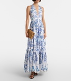 Camilla Embellished halterneck cotton poplin maxi dress