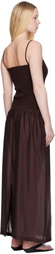 AMOMENTO Burgundy Silky Knit Maxi Dress