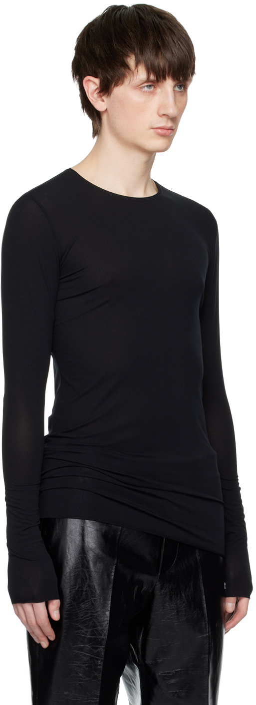 SAPIO Black Raw Edge Long Sleeve T-Shirt