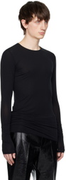 SAPIO Black Raw Edge Long Sleeve T-Shirt