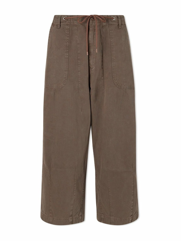 Photo: Cherry Los Angeles - Herringbone Cotton Drawstring Trousers - Brown