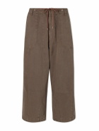 Cherry Los Angeles - Herringbone Cotton Drawstring Trousers - Brown