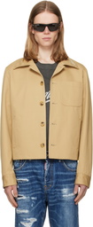 AMIRI Beige Script Collar Shirt Jacket