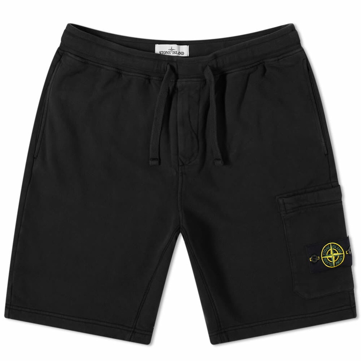 Photo: Stone Island Men's Brushed Cotton Sweat Short in Black