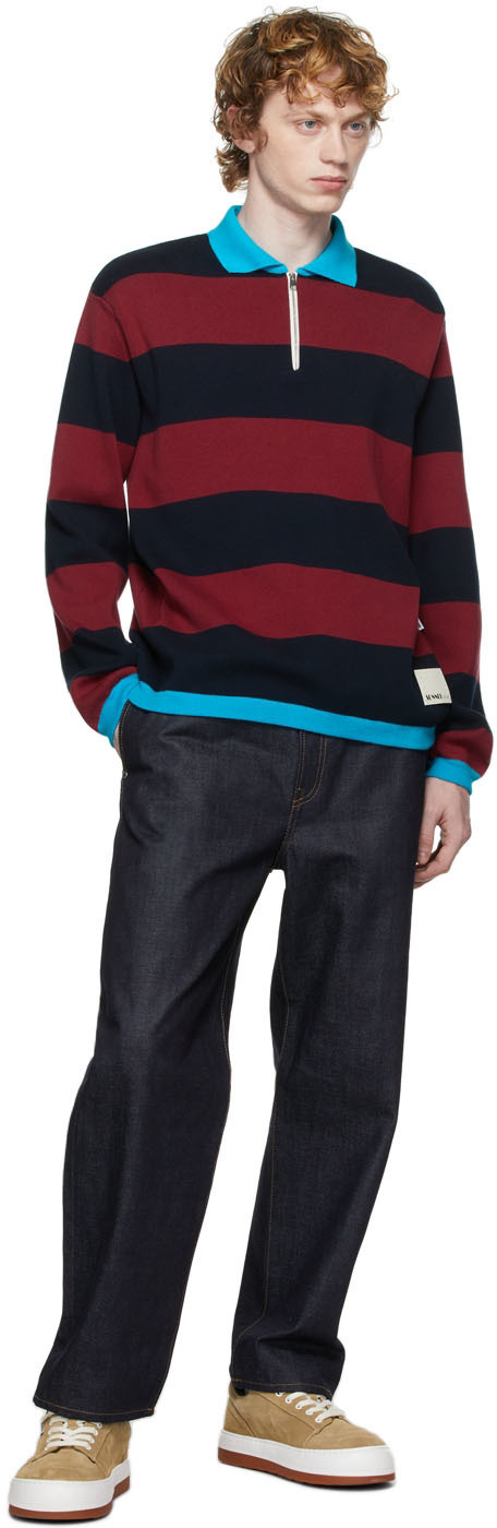 Sunnei Knit Striped Long Sleeve Polo Sunnei