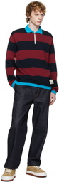 Sunnei Knit Striped Long Sleeve Polo