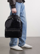 SAINT LAURENT - City Croc-Effect Leather Backpack