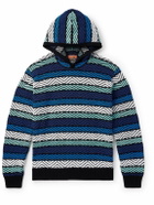 Missoni - Striped Cotton-Blend Terry Jacquard Hoodie - Blue