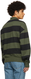 Han Kjobenhavn Green & Black Striped Half-Zip Sweatshirt