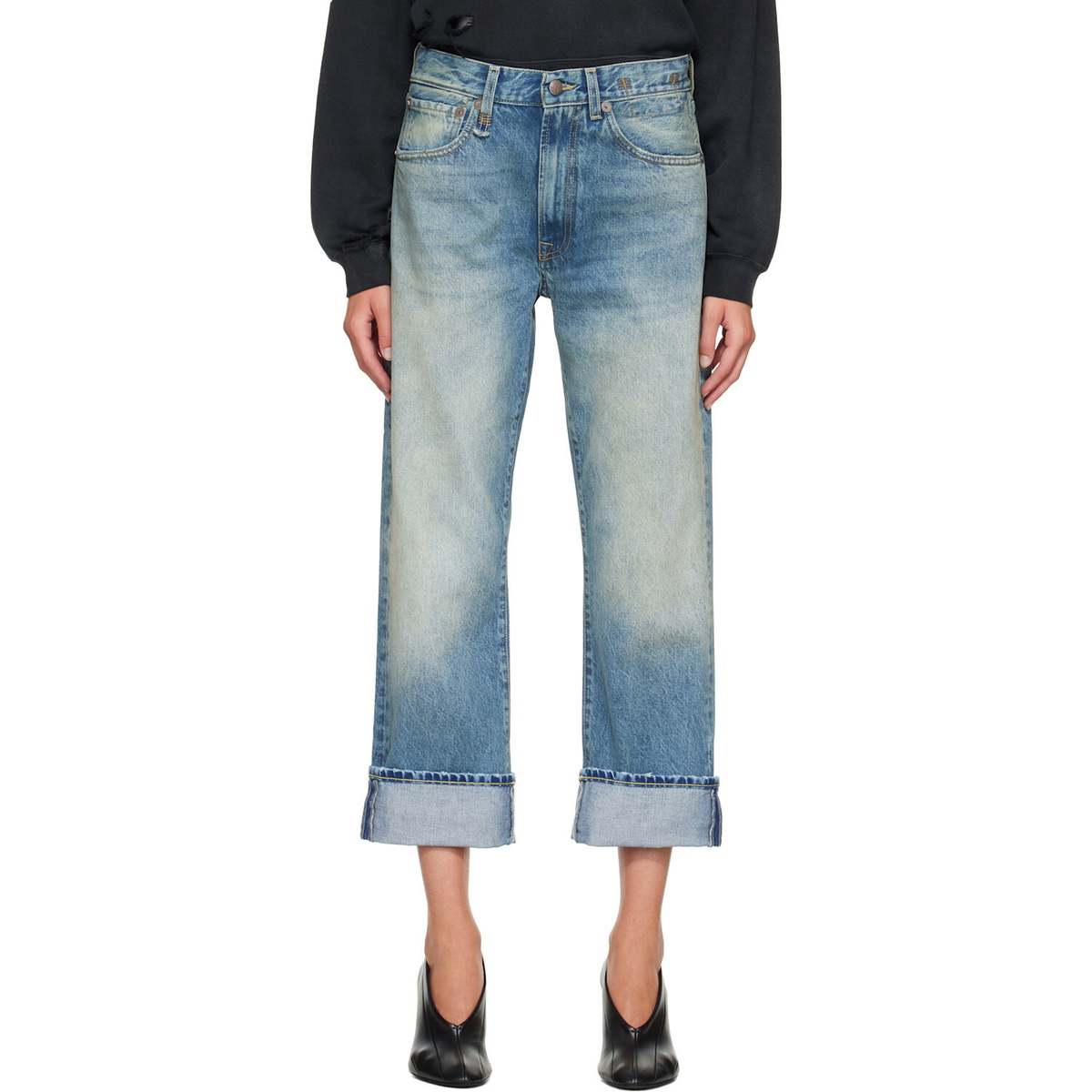 R13 Blue Cuffed X-Boyfriend Jeans