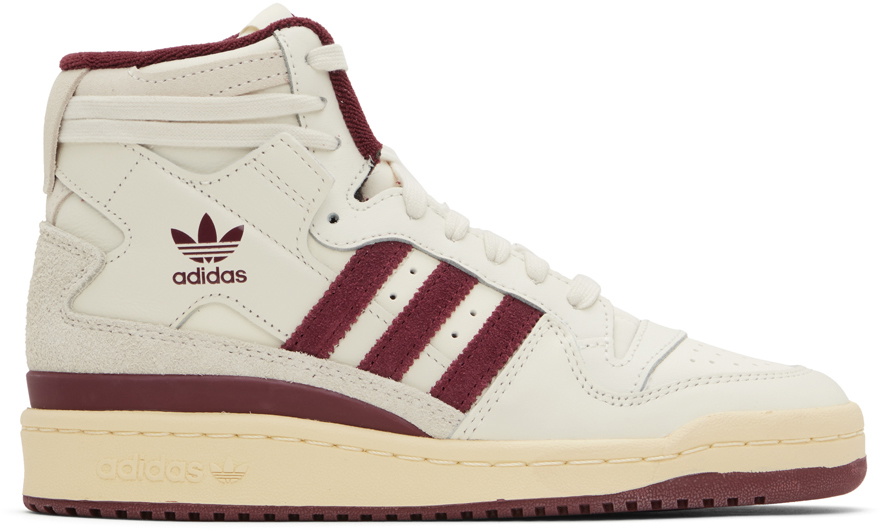 adidas Originals Off-White & Burgundy Forum 84 Sneakers  display picture 1