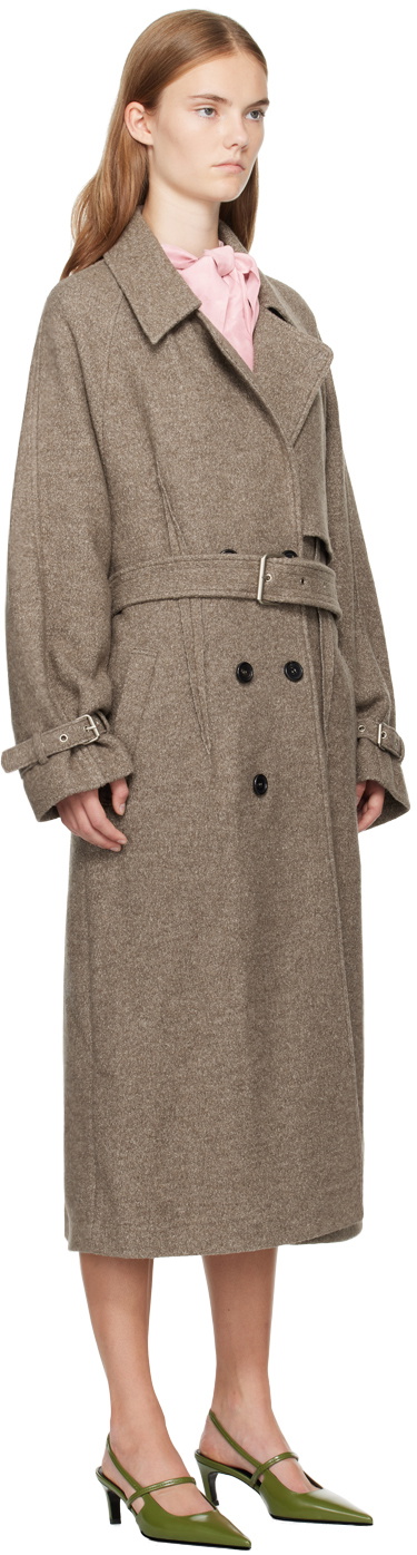 UMBER POSTPAST Beige Wool Felted Trench Coat