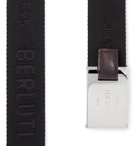 Berluti - Leather-Trimmed Webbing-Jacquard Belt - Black