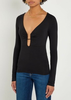 Good American Notched Stretch-jersey top Black