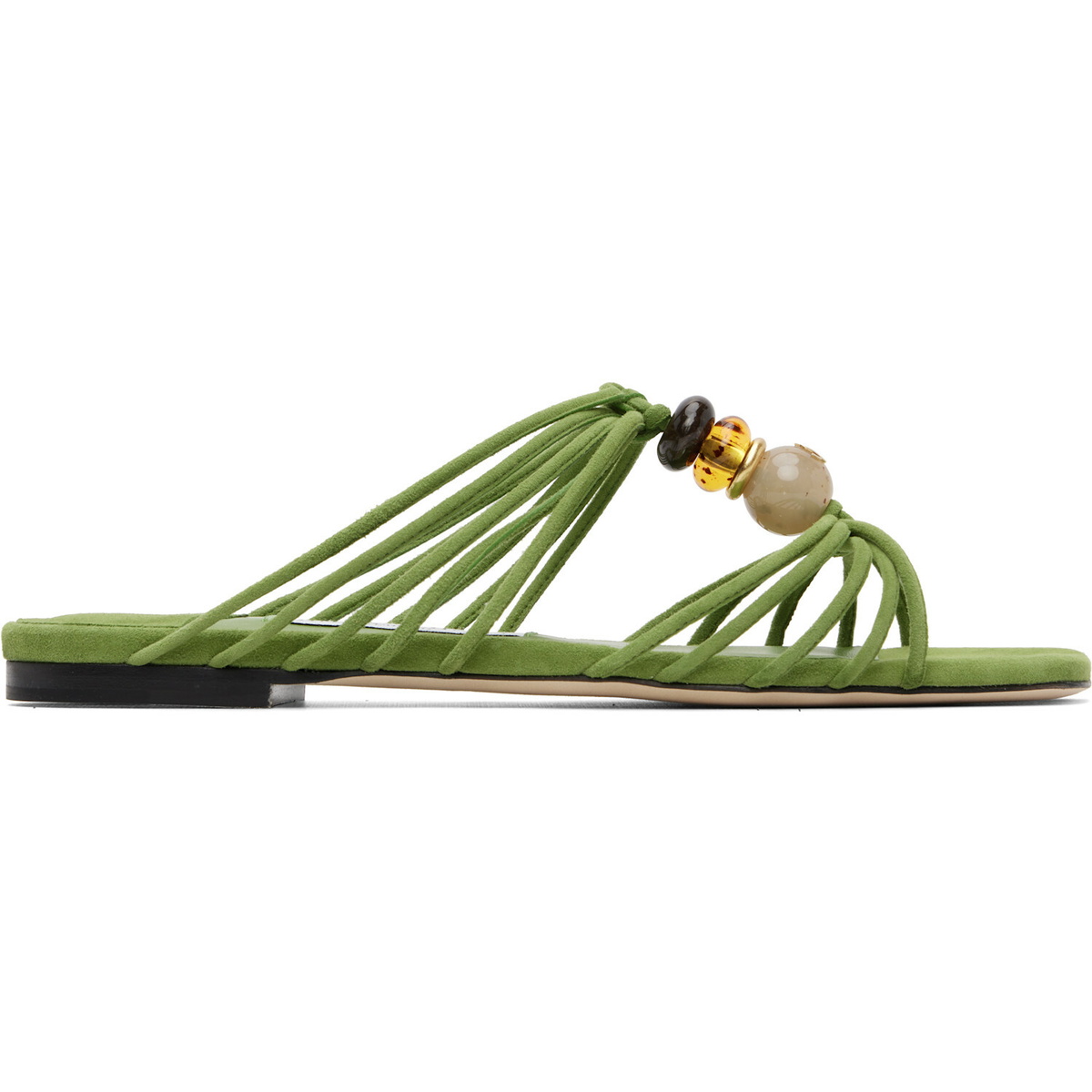 Jimmy Choo Green Lova Mule Flat Sandals