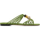 Jimmy Choo Green Lova Mule Flat Sandals