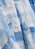 Lisa Marie Fernandez Checked Ruffled Linen-blend Maxi Dress Blue And White