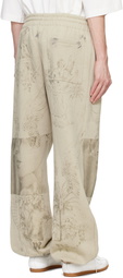 Palm Angels Beige Pencil All Over Sweatpants