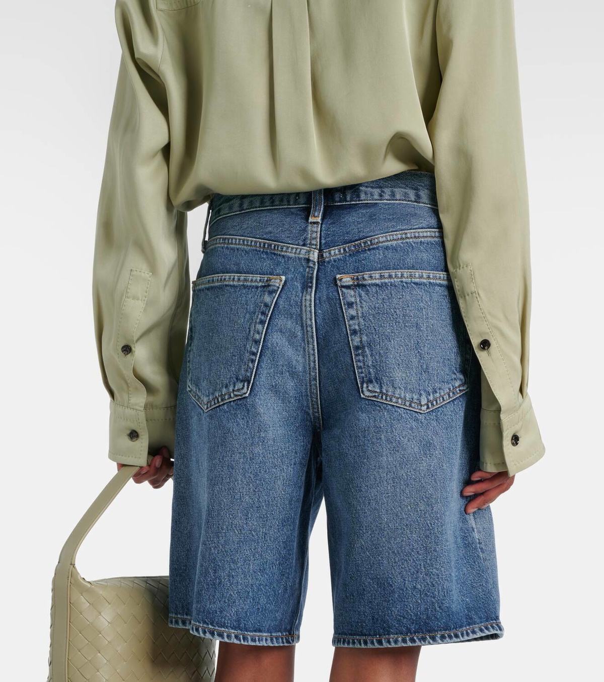 Agolde Risha low-rise denim Bermuda shorts