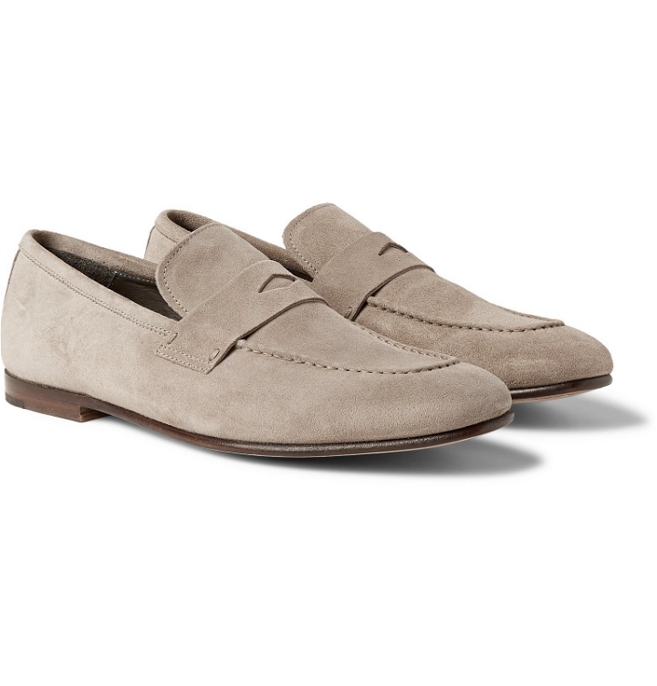 Photo: Dunhill - Chiltern Suede Penny Loafers - Gray