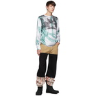 Eckhaus Latta White and Green Warped Yosemite Lapped Long Sleeve T-Shirt