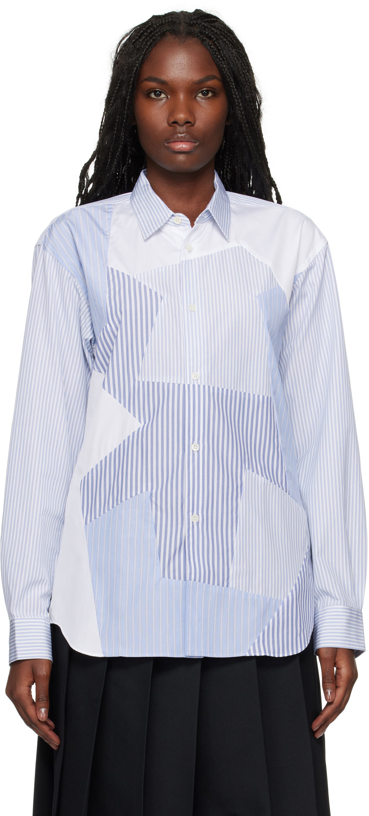 Comme des Garçons Shirt Blue & White Stripe Poplin Shirt