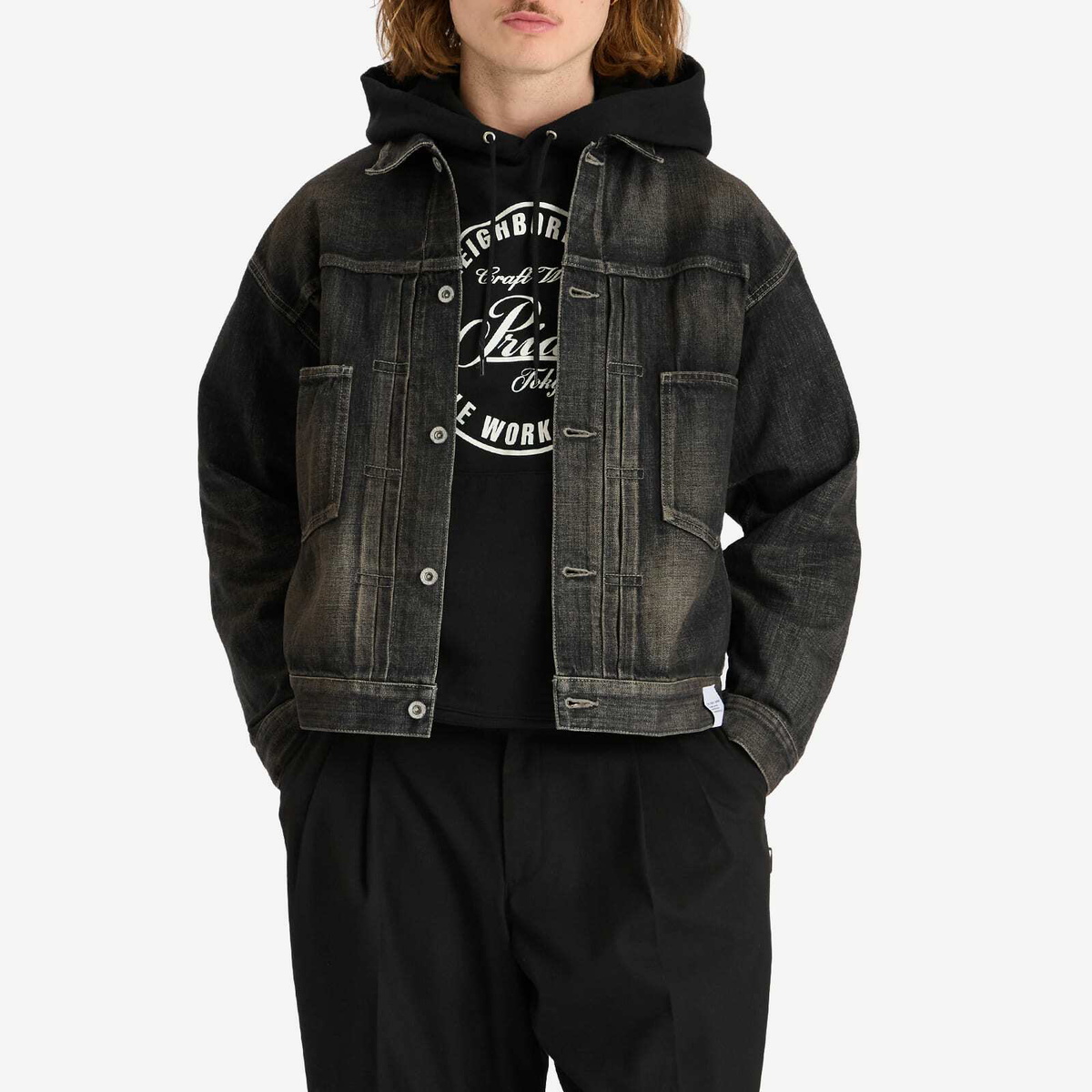 Neighborhood Men's Washed Denim Type-2 Jacket in Black