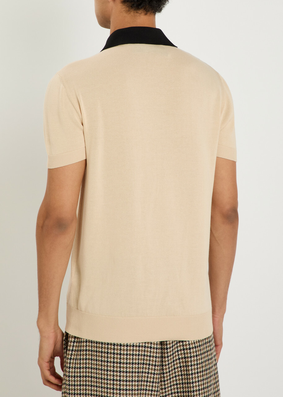 Valentino Garavani Vlogo-intarsia Cotton Polo Shirt White And Black