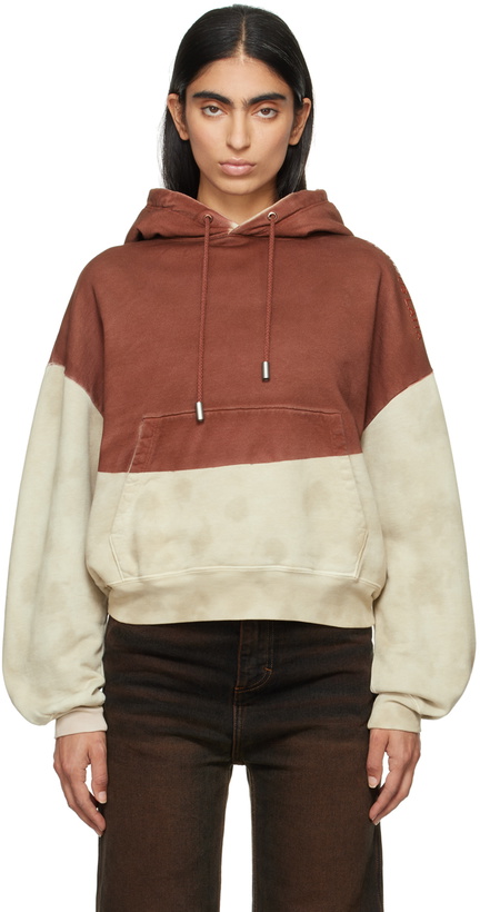 Photo: Eckhaus Latta Beige & Red Boxy Hoodie