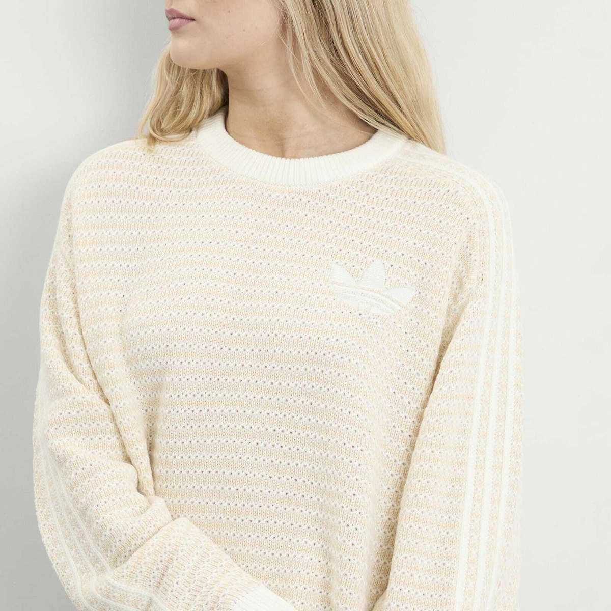 Adidas Women's Knit Jumper in Wonder White/Sand Strata/Alumina