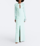 Costarellos Verana embellished floral-appliqué crêpe gown