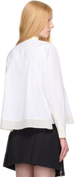 3.1 Phillip Lim White Long Sleeve Flounce Hem Shirt