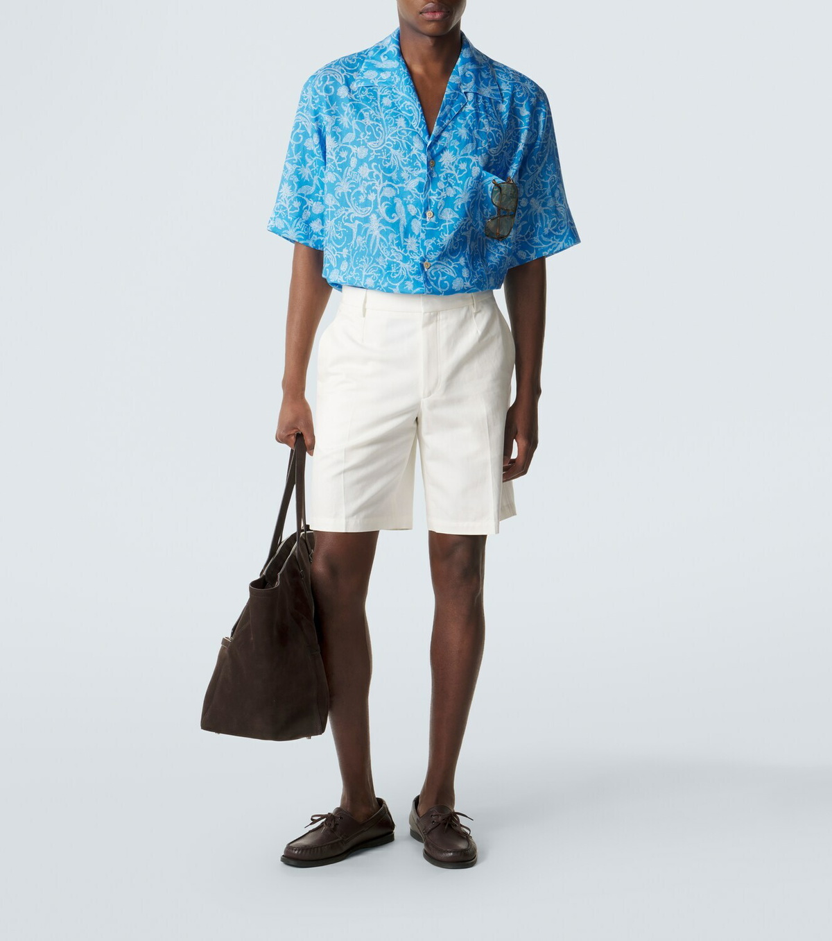 Kiton Printed linen bowling shirt