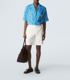 Kiton Printed linen bowling shirt