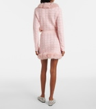 Self-Portrait Faux fur-trimmed open-knit cardigan