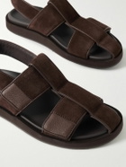 John Lobb - Milford Leather-Trimmed Suede Sandals - Brown