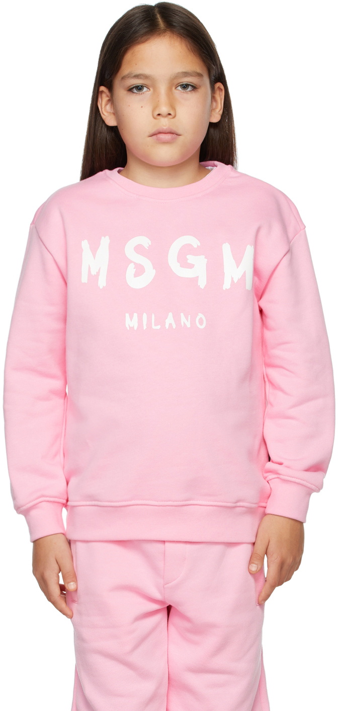 MSGM Kids Kids Pink Brush Logo Sweatshirt