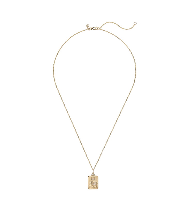 Photo: Sydney Evan The Elephant Tarot Card 14kt gold pendant necklace with diamonds